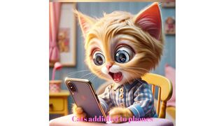 Cats addicted to phones