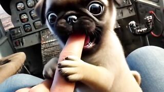 Poor pug was throwed out the plane,lovely lion rescued him#rescue #story #cute #animals #animallover