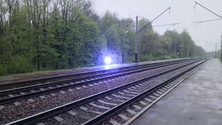 Ball lightning near railway tracks