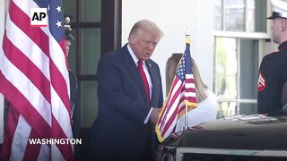 Trump says he's in 'no rush' to end tariffs as he meets with Italy's Giorgia Meloni.