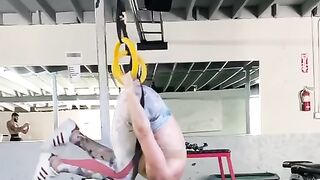 Beautiful Girl have healthy figure doing exercise with fun