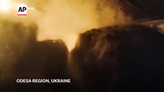 Firefighters battle blazes caused by Russian attacks in Ukraine's Odesa and Sumy regions.