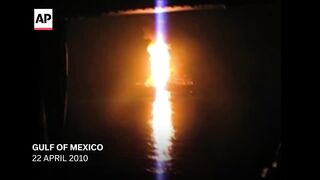 Archive footage of BP's Deepwater Horizon oil spill in 2010.