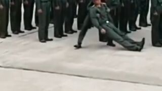 soldiers faint, formation remains perfectly maintained ????