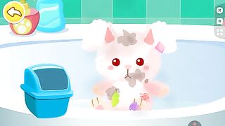 Membersihkan boneka yang kotor