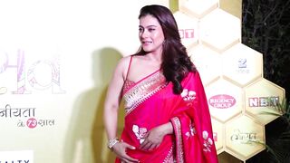 Kajol in red sleeveless blouse and saree