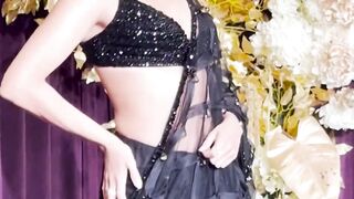 sharari wagh in hot black saree