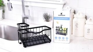 Amazoncom Cisily Black Sponge Holder for Kitchen Sink Sink Caddy Organizer with High Brush Holder Kitchen