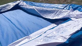 Piscina inflable YONNST - Azul y blanco, 3 capas de PVC.