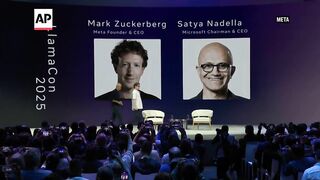 Meta launches AI app, Zuckerberg chats with Microsoft's Satya Nadella at conference.