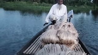 Journey by boat with grandfather.