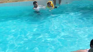 One day in swimming pool nice enjoy.