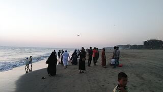 Sunset on the largest sea beach.
