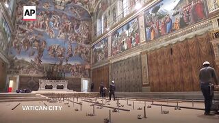 Sistine Chapel preparations ahead of conclave to elect new pope.