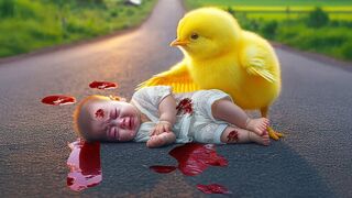 Chick saves the baby from Accident