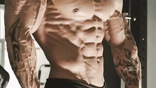 Attitude from gymnastics for a bodybuilding pose.