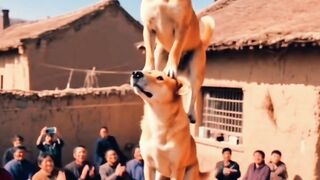 Dog a football machine