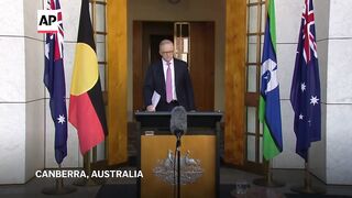 Australia’s PM Anthony Albanese gives first statement after winning election.