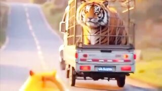 Cat save tiger with his friend panda