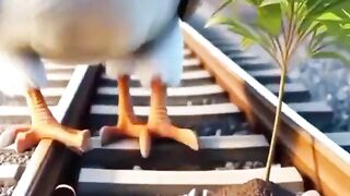 A story of a train destroy pigeons orange tree