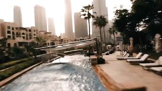 Exciting drone flight over central Dubai.