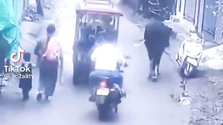 Caught on CCTV Cow Driving a Motorcycle
