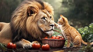 How a Tiny Cat Became a Hero by Saving an Injured Lion #cat #funny #animals