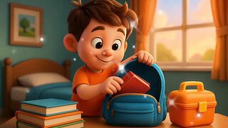 A little boy going to school