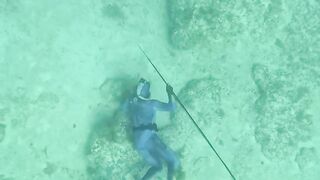 Caught a giant fish under sea ❤️