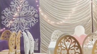 Pink White Theme for birthday decoration at home.
