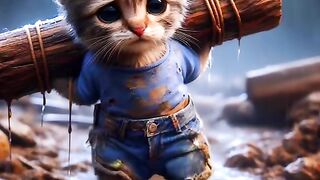 cat cartoon#hardworking for food