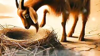 The goat laid many eggs. Baby goats hatched from the eggs, and the snake killed  them.#goats  #snake