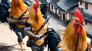 Cocks attacks meow cat's area
