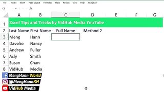 2 TRICKs To Join Name in Excel You Need to Know _ Excel Hack(360P)