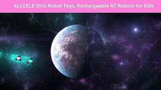 ALLCELE Girls Robot Toys, Rechargeable RC Robots for Kids, Remote Control Toy with Music and LED Eyes