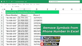 Excel Hack - Quickly Remove Symbols from Phone number in Excel without using Formula(360P)