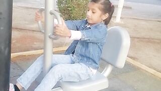 sweet girl do the exercise