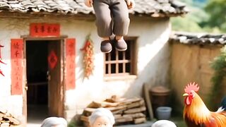 Funny scene of old man
