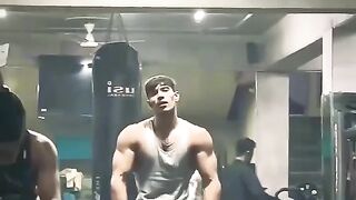 Gymnastics pose after a hard workout.