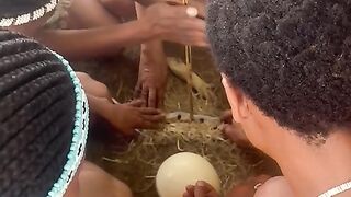 Khoisan Lighting a fire.