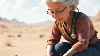 Desert Pond Story- Grandma, Cat, and the Hungry Monkeys #cow #ai #animals #grandmother #shorts