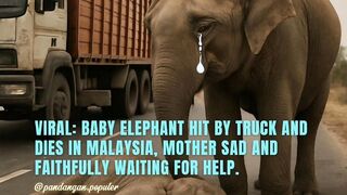 Viral: Baby elephant hit by truck and dies in Malaysia, mother sad and faithfully waiting for help.