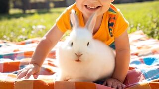 Baby Boy Crawling with Bunny #baby #babyboy #ai #cutebabyboy #cute #love #bunny #aivideogenerator