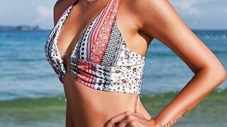 ZAFUL O Ring Halter Bikini Sets for Women High Cut Swimsuits Trendy 2 Piece Bathing Suits