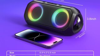 Bluetooth Speakers, [Blod Bass & Dynamic RGB] Portable Wireless Speaker with 24W