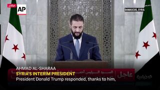 Syria's interim president praises Trump's decision to lift US sanctions.