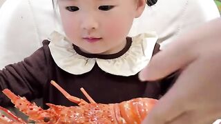 Cute beby girl eating