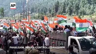 Hundreds rally across Indian-controlled Kashmir in support for armed forces.