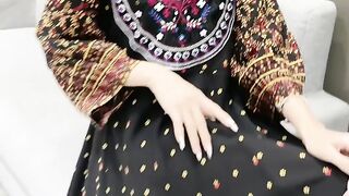 middle eastern embroidered round neck bohemian style black dress, ethnic embroidery maxi