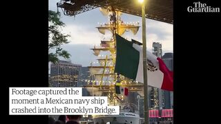 Mexican navy ship crashes into Brooklyn Bridge breaking its masts